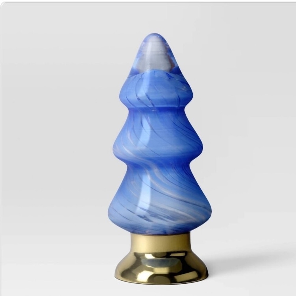 THRESHOLD NWT fair isle striped glass Christmas tree -blue -small